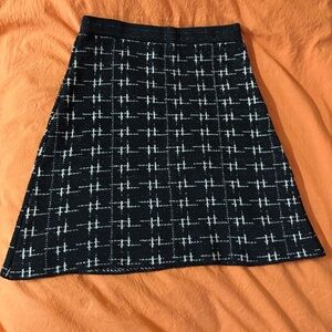 Zara Black and White Patterned A-Line Skirt